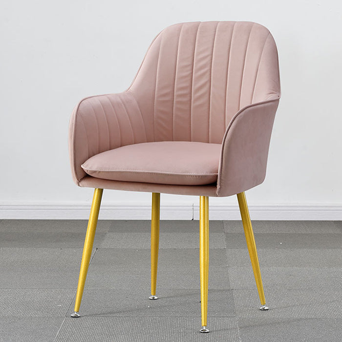 Nordic Glam Style Dining Chair Arm Side Chair with Metal Legs