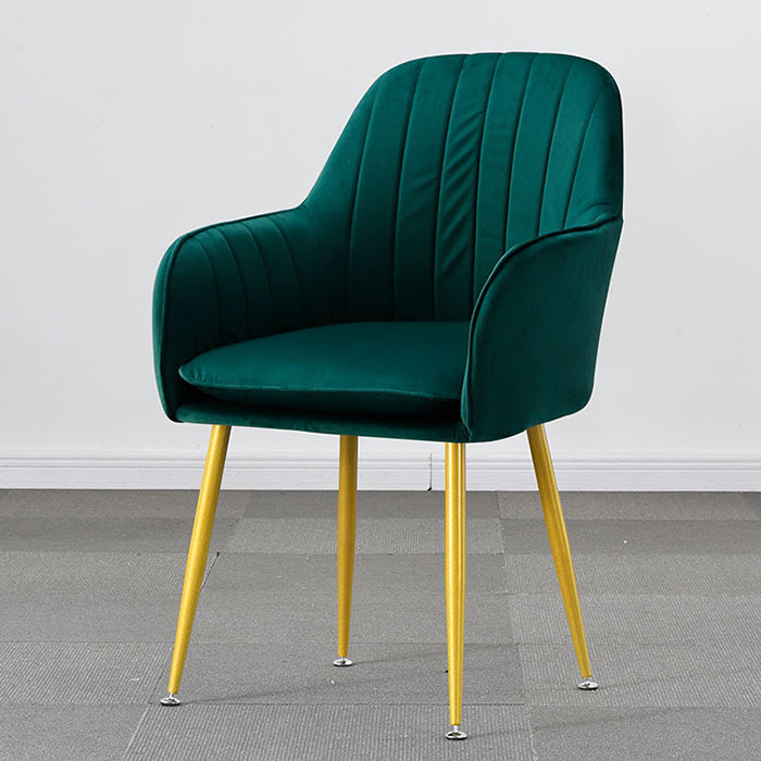 Nordic Glam Style Dining Chair Arm Side Chair with Metal Legs