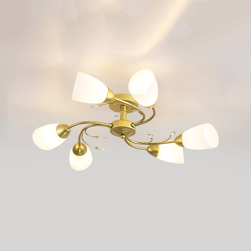 Lámpara tradicional de la semi rascada iluminación de techo de dormitorio múltiple con tono de vidrio de campana