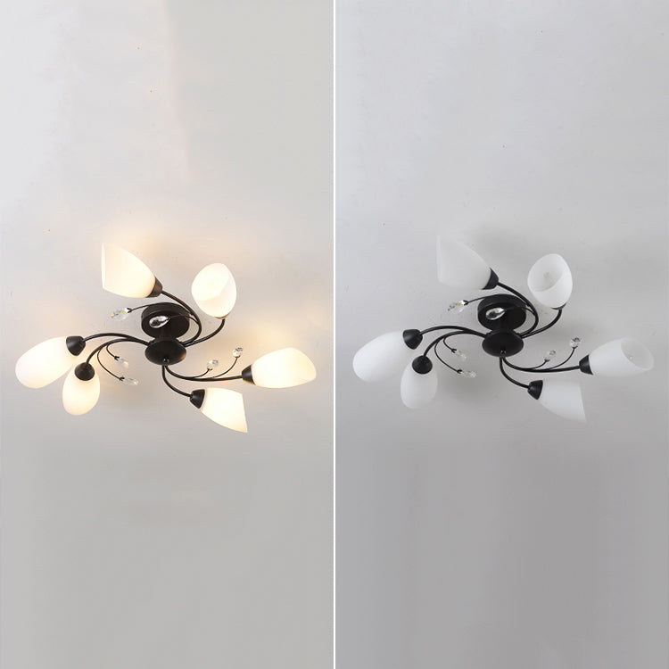 Lámpara tradicional de la semi rascada iluminación de techo de dormitorio múltiple con tono de vidrio de campana