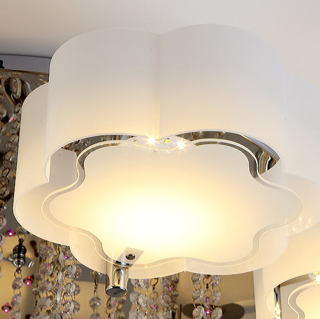 Lampada in metallo in metallo argento moderno illuminazione a soffitto per camera da letto multipla con tonalità di vetro