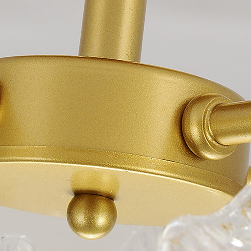 Lampada in metallo moderno a filo in metallo Multi-testa Accensione del soffitto camera da letto con tonalità di vetro