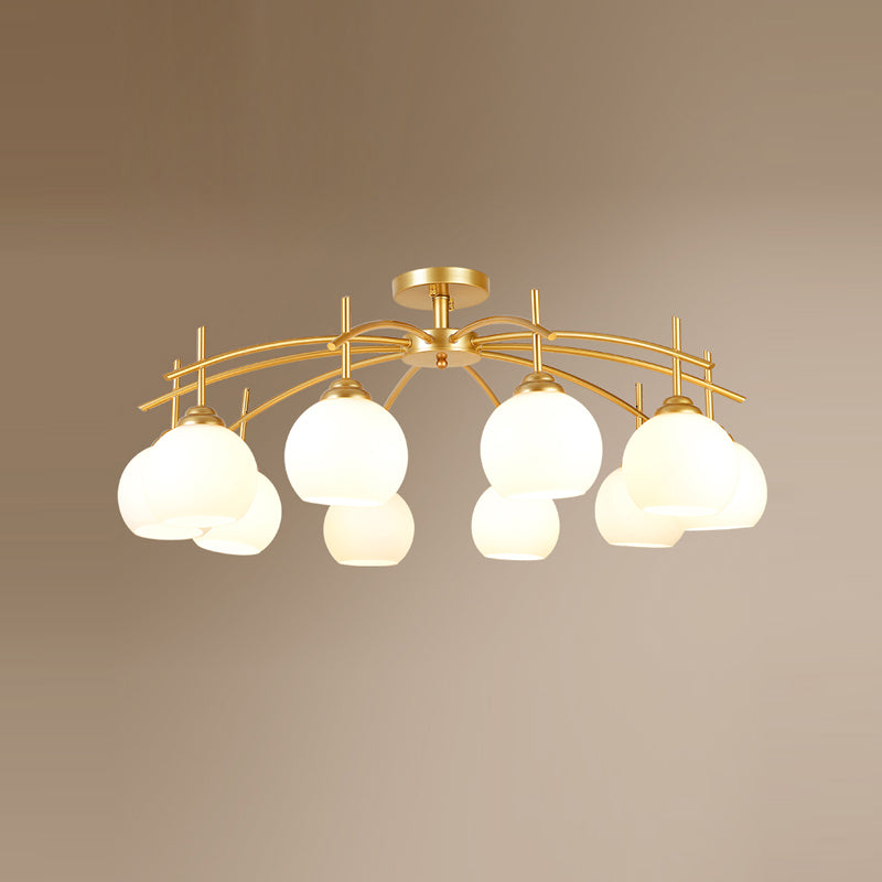 Lámpara de techo múltiple de la lámpara de semi lavado de metal tradicional con sombra de vidrio de globo