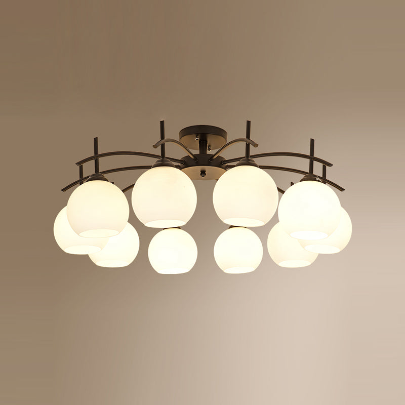 Lámpara de techo múltiple de la lámpara de semi lavado de metal tradicional con sombra de vidrio de globo