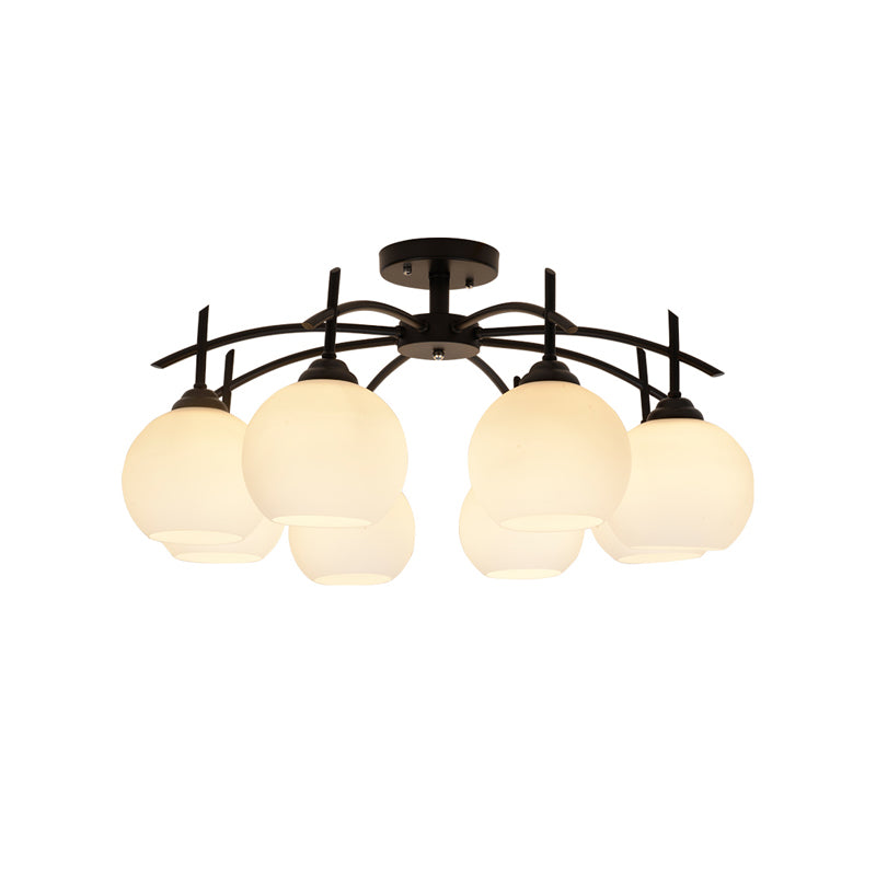 Lámpara de techo múltiple de la lámpara de semi lavado de metal tradicional con sombra de vidrio de globo