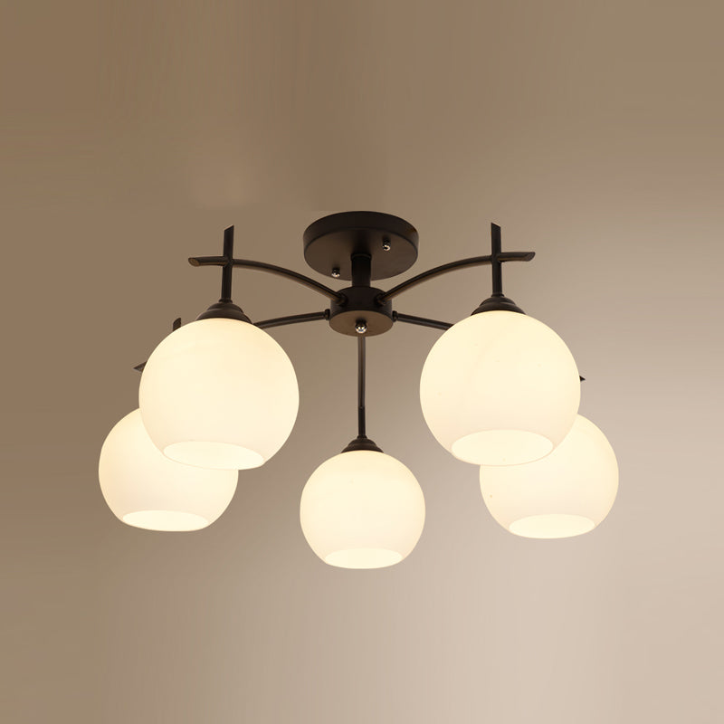 Lámpara de techo múltiple de la lámpara de semi lavado de metal tradicional con sombra de vidrio de globo