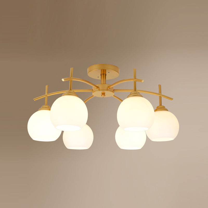 Lámpara de techo múltiple de la lámpara de semi lavado de metal tradicional con sombra de vidrio de globo