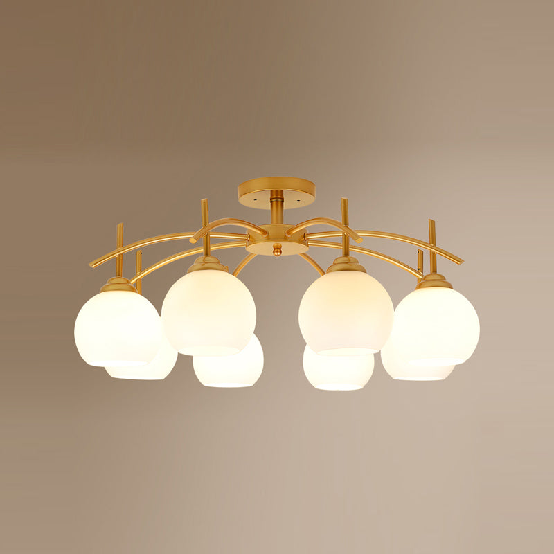 Lámpara de techo múltiple de la lámpara de semi lavado de metal tradicional con sombra de vidrio de globo