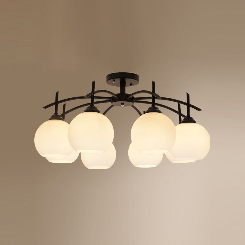 Lámpara de techo múltiple de la lámpara de semi lavado de metal tradicional con sombra de vidrio de globo