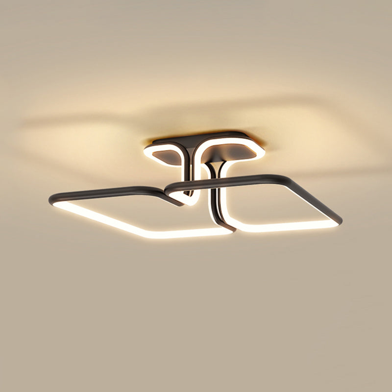 Metal Square Shape Flush Mount Light Modern 2-Lights Flush Mount Ceiling Light