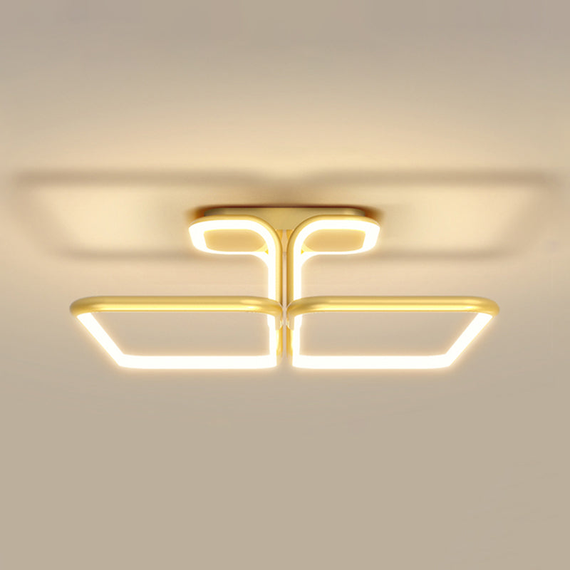 Metal Square Shape Flush Mount Light Modern 2-Lights Flush Mount Ceiling Light