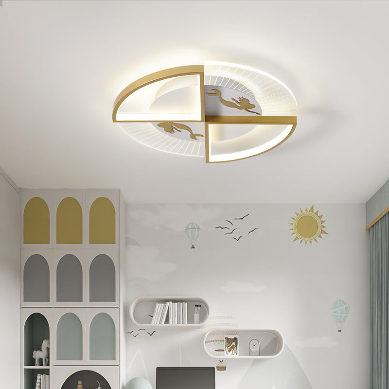 4 Lights Round Flush Mount Light Modern Style Metal Flush Mount Lamp