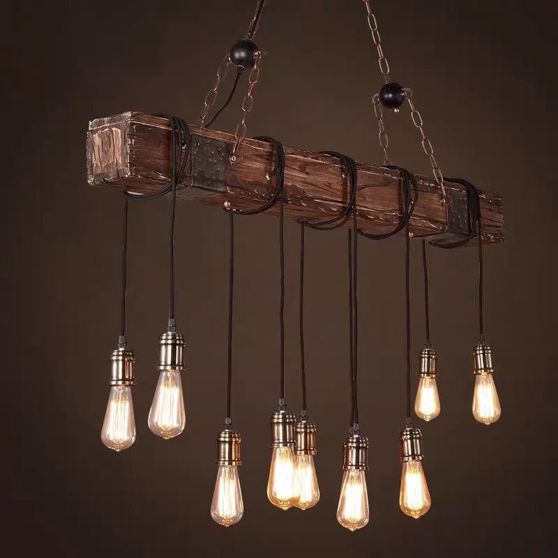 Industrial Style Linear Hanging Pendant Lights Wood Pendant Light Fixtures