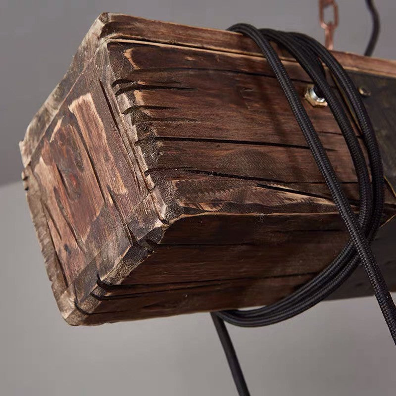 Industrial Style Linear Hanging Pendant Lights Wood Pendant Light Fixtures