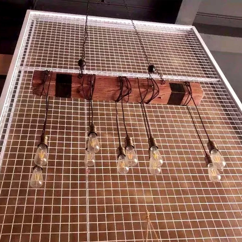 Industrial Style Linear Hanging Pendant Lights Wood Pendant Light Fixtures