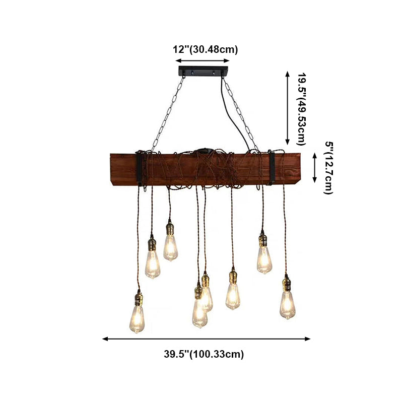 Industrial Style Linear Hanging Pendant Lights Wood Pendant Light Fixtures