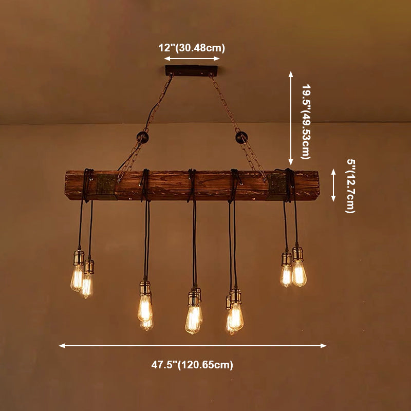 Industrial Style Linear Hanging Pendant Lights Wood Pendant Light Fixtures