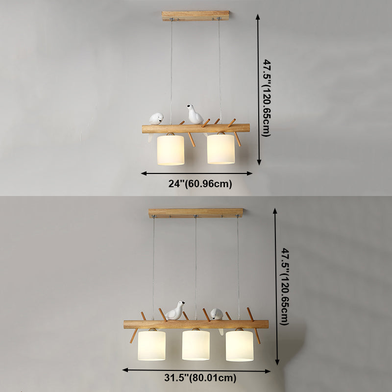 Zeitgenössische Anhängerleuchten Zylinder Hängende Lichter weißes Glas für Kücheninsel