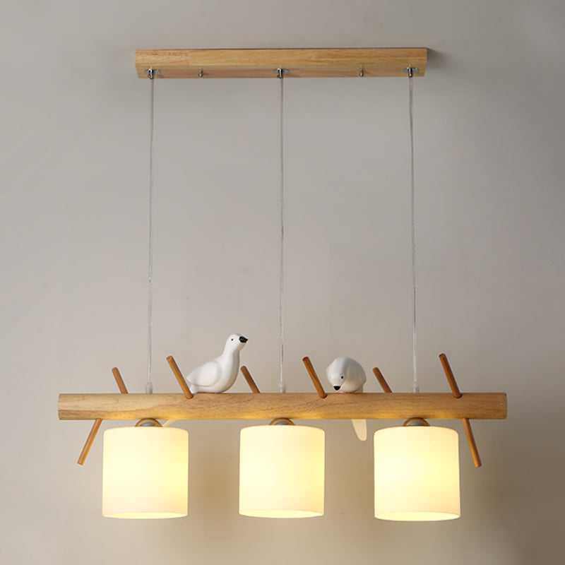 Zeitgenössische Anhängerleuchten Zylinder Hängende Lichter weißes Glas für Kücheninsel