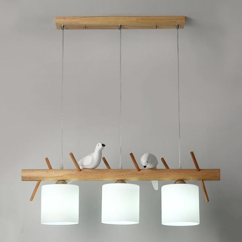 Zeitgenössische Anhängerleuchten Zylinder Hängende Lichter weißes Glas für Kücheninsel