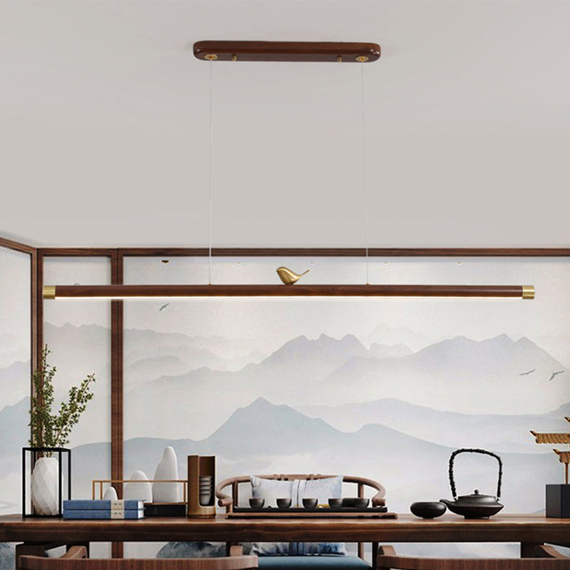 Contemporary Kitchen Pendant Light Linear Ceiling Pendant Light Wood 1 Light