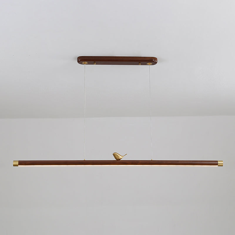 Contemporary Kitchen Pendant Light Linear Ceiling Pendant Light Wood 1 Light