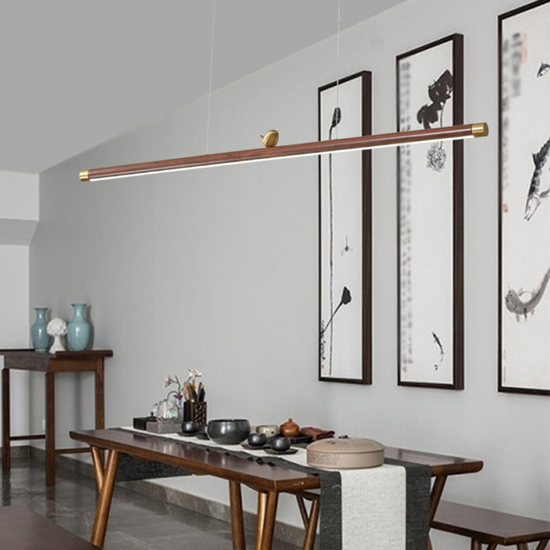 Contemporary Kitchen Pendant Light Linear Ceiling Pendant Light Wood 1 Light