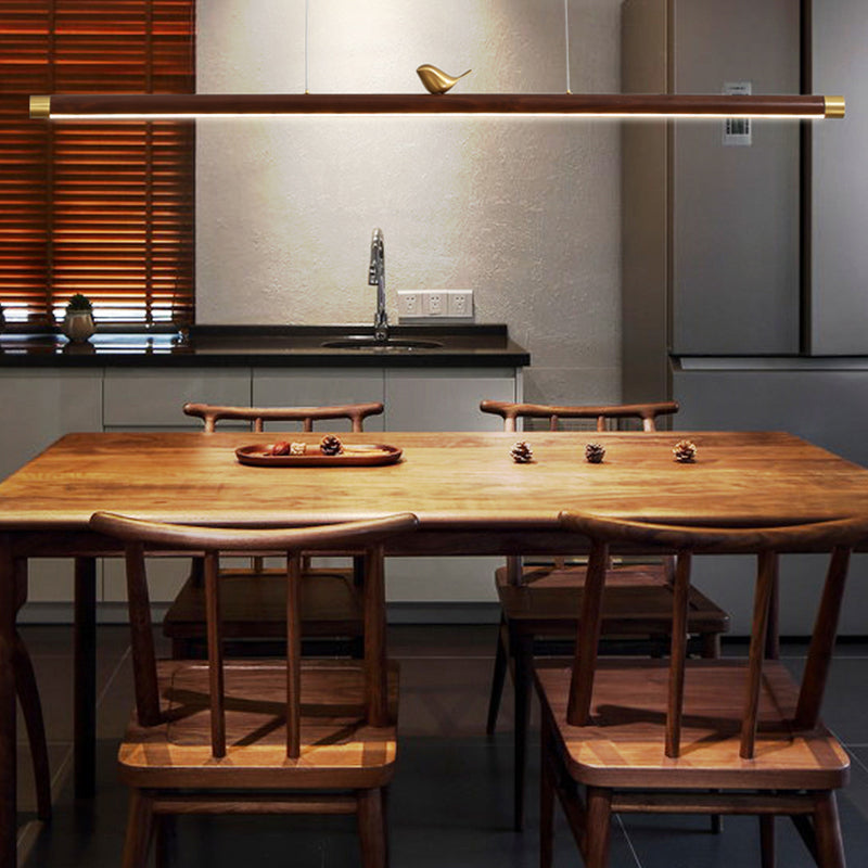 Contemporary Kitchen Pendant Light Linear Ceiling Pendant Light Wood 1 Light