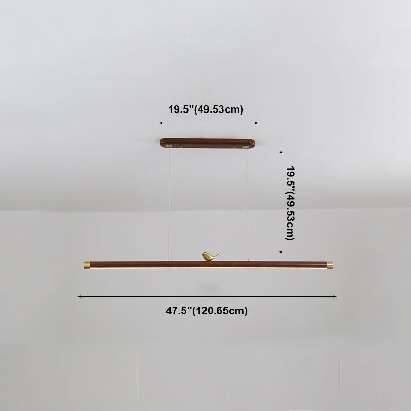 Contemporary Kitchen Pendant Light Linear Ceiling Pendant Light Wood 1 Light