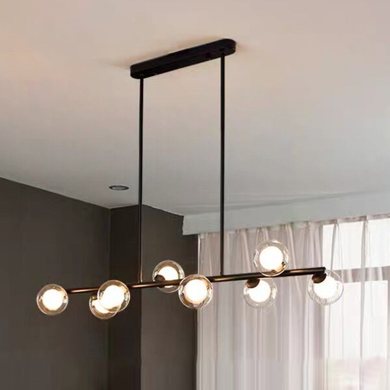 Luces colgantes de cocina modernas luces colgantes de isla esférica vidrio transparente