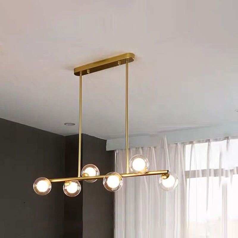 Moderne Küchenheizpendelleuchte sphärische Inselanhänger Lichter klares Glas