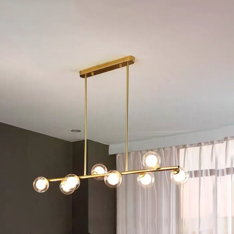 Luces colgantes de cocina modernas luces colgantes de isla esférica vidrio transparente