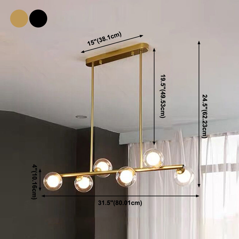 Luces colgantes de cocina modernas luces colgantes de isla esférica vidrio transparente