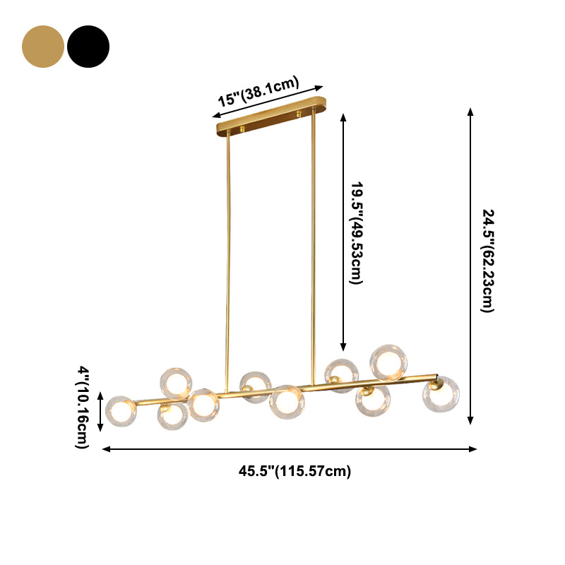 Luces colgantes de cocina modernas luces colgantes de isla esférica vidrio transparente