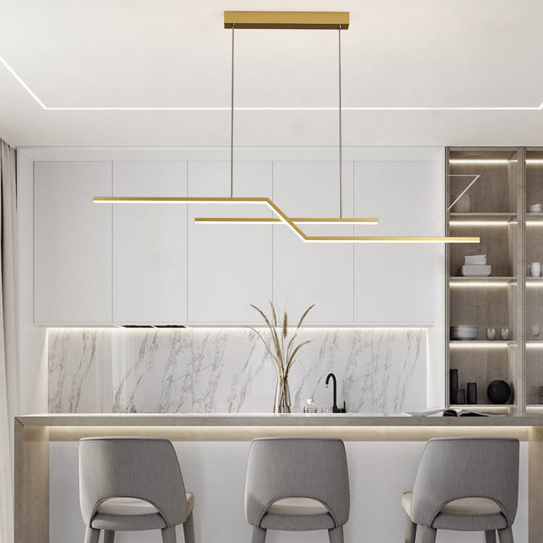 Hedendaagse lineair eiland licht metaal 2 lichte eilandverlichtingsarmaturen voor keuken