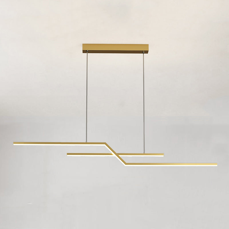 Zeitgenössische lineare Insel Light Metal 2 Light Island Lighting Armaturen für Küche