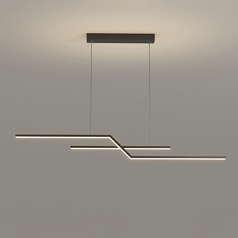 Zeitgenössische lineare Insel Light Metal 2 Light Island Lighting Armaturen für Küche