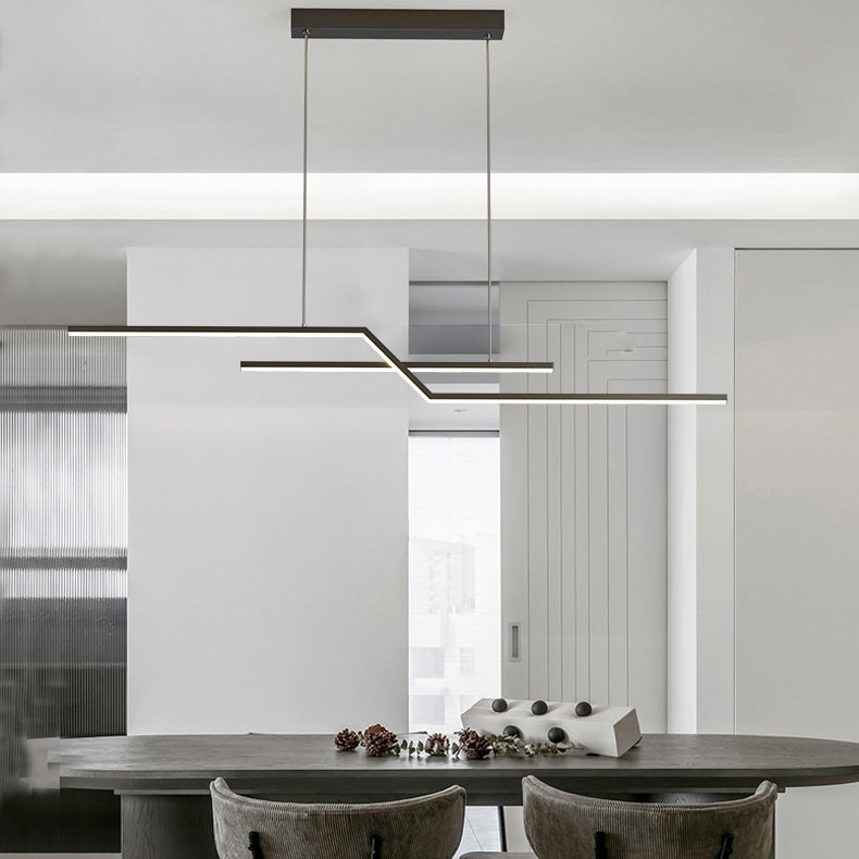 Hedendaagse lineair eiland licht metaal 2 lichte eilandverlichtingsarmaturen voor keuken