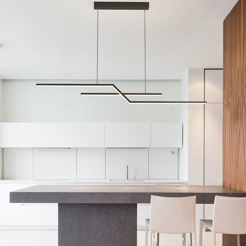 Hedendaagse lineair eiland licht metaal 2 lichte eilandverlichtingsarmaturen voor keuken