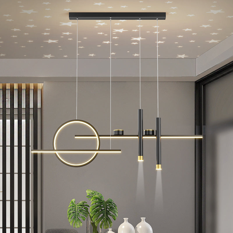 Contemporary Island Light Linear Metal 5 Light Island Chandelier Lights
