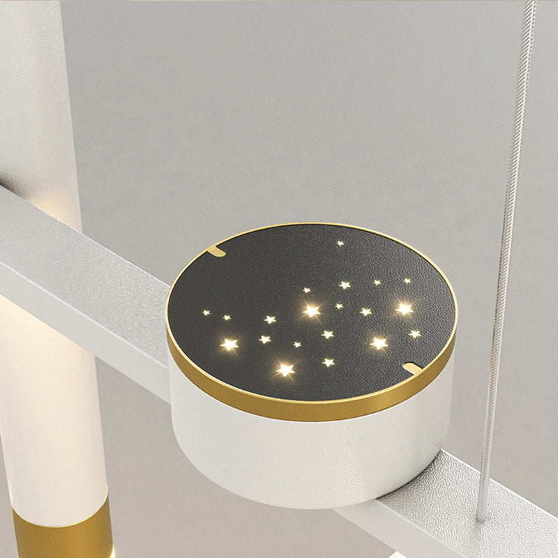 Contemporary Island Light Linear Metal 5 Light Island Chandelier Lights