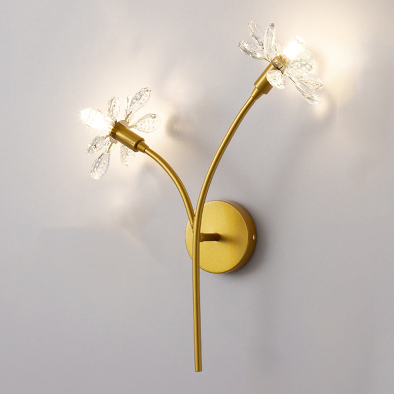 Unique Shade Crystal Wall Sconce Modern Style Multi Lights Wall Mount Light Fixture