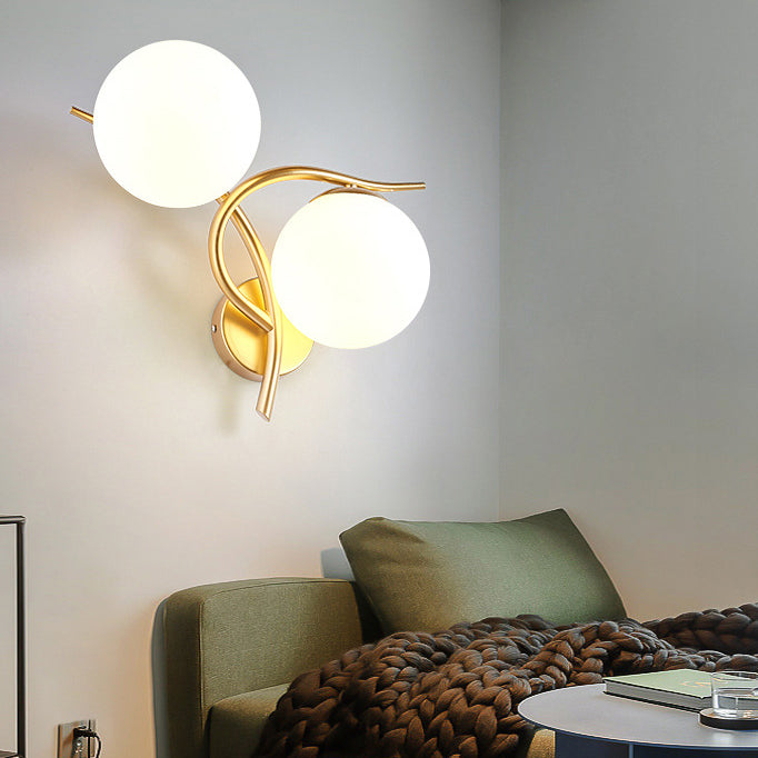 Ball Shade Glass Wall Sconce Modern Style 2 Lights Wall Mount Light Fixture