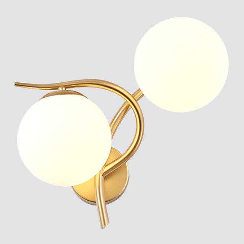 Ball Shade Glass Wall Sconce Modern Style 2 Lights Wall Mount Light Fixture