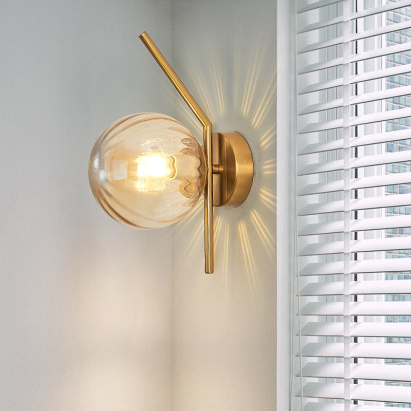 Simple 1-Light Wall Lighting Fixture Glass Spherical Wall Light for Hallway