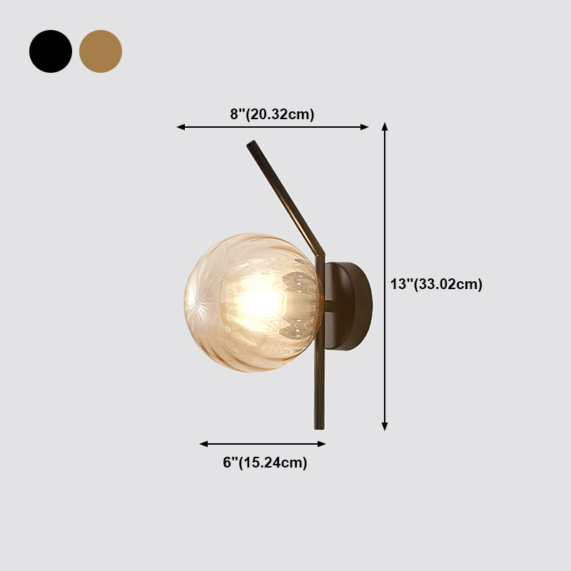 Simple 1-Light Wall Lighting Fixture Glass Spherical Wall Light for Hallway