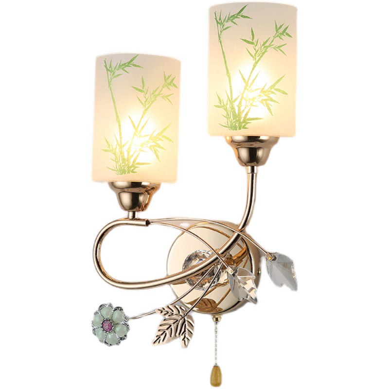 Handpachtglaszylindrische Wandlampe moderne 2 Lichter Gold Leuchtenlicht