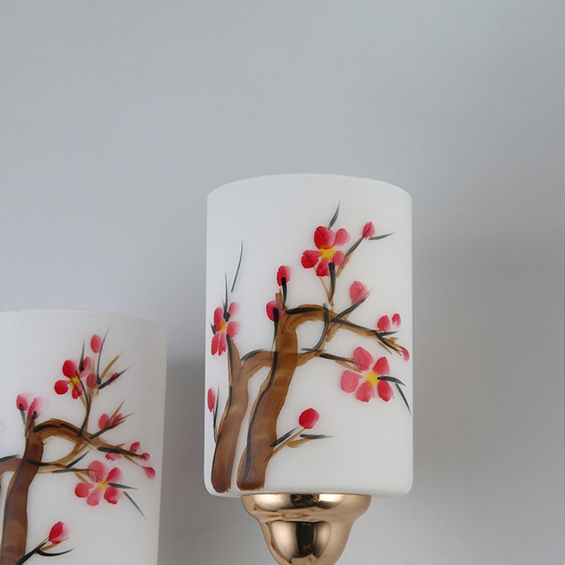 Handpachtglaszylindrische Wandlampe moderne 2 Lichter Gold Leuchtenlicht