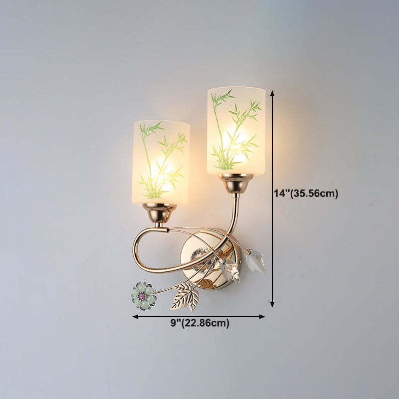 Handpachtglaszylindrische Wandlampe moderne 2 Lichter Gold Leuchtenlicht