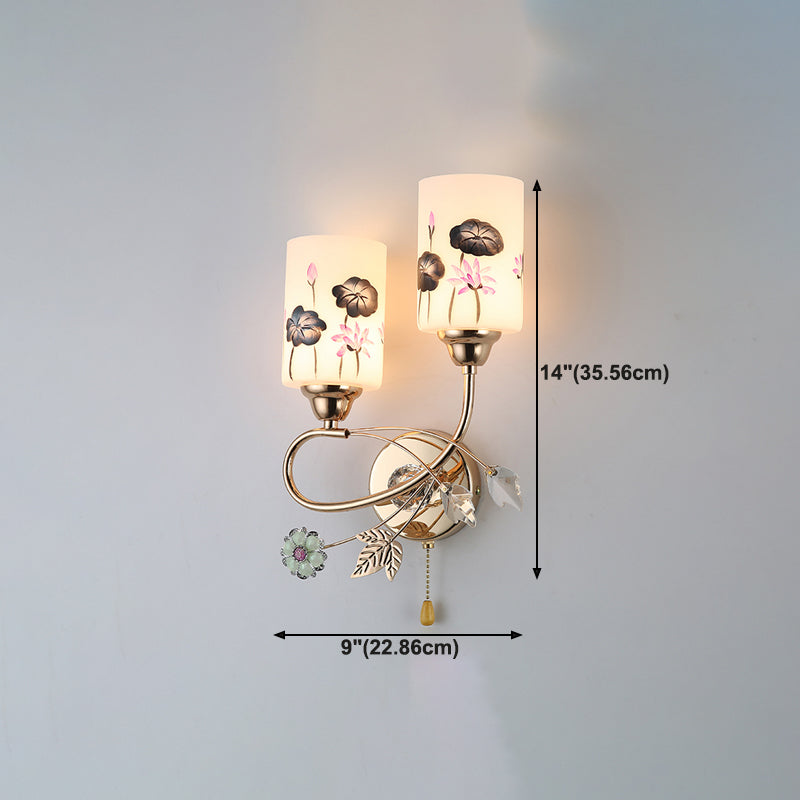 Handpachtglaszylindrische Wandlampe moderne 2 Lichter Gold Leuchtenlicht